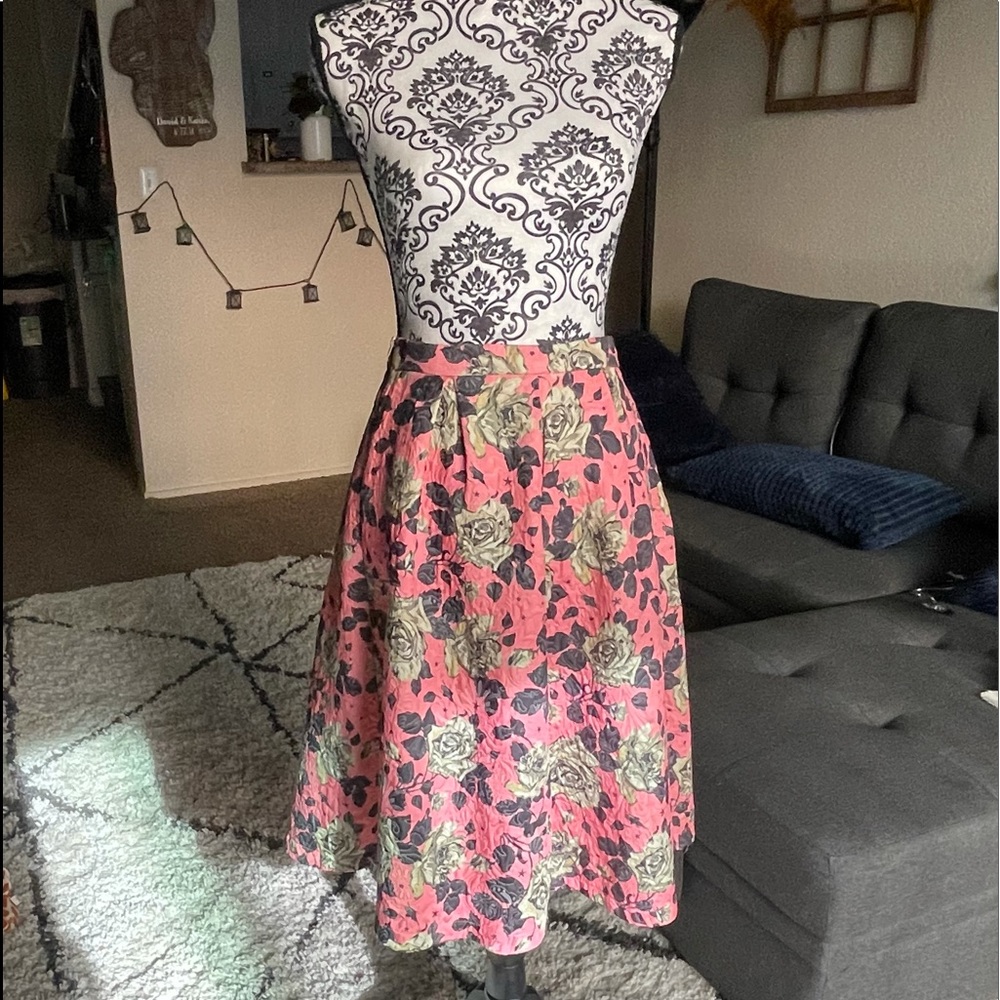 Pink flared skirt